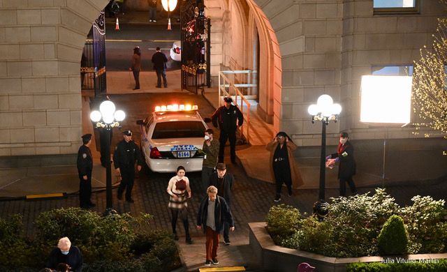 Inside Belnord courtyard filming Only the Murders in the Building