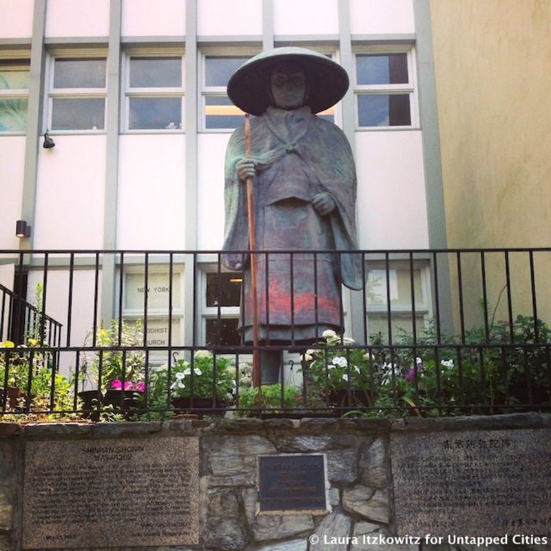 Statue that survived the Hiroshima atomic bomb caused by the Manhattan Project. 