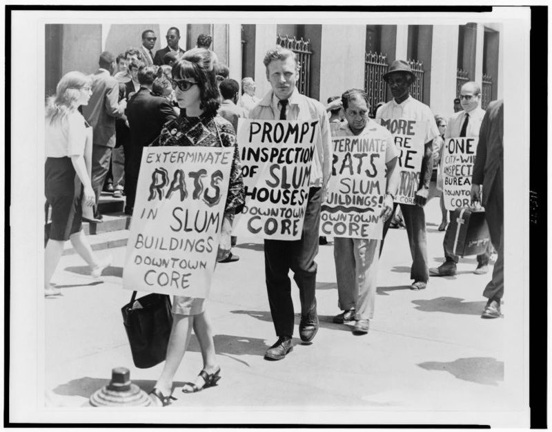 Slum housing protests in New York.