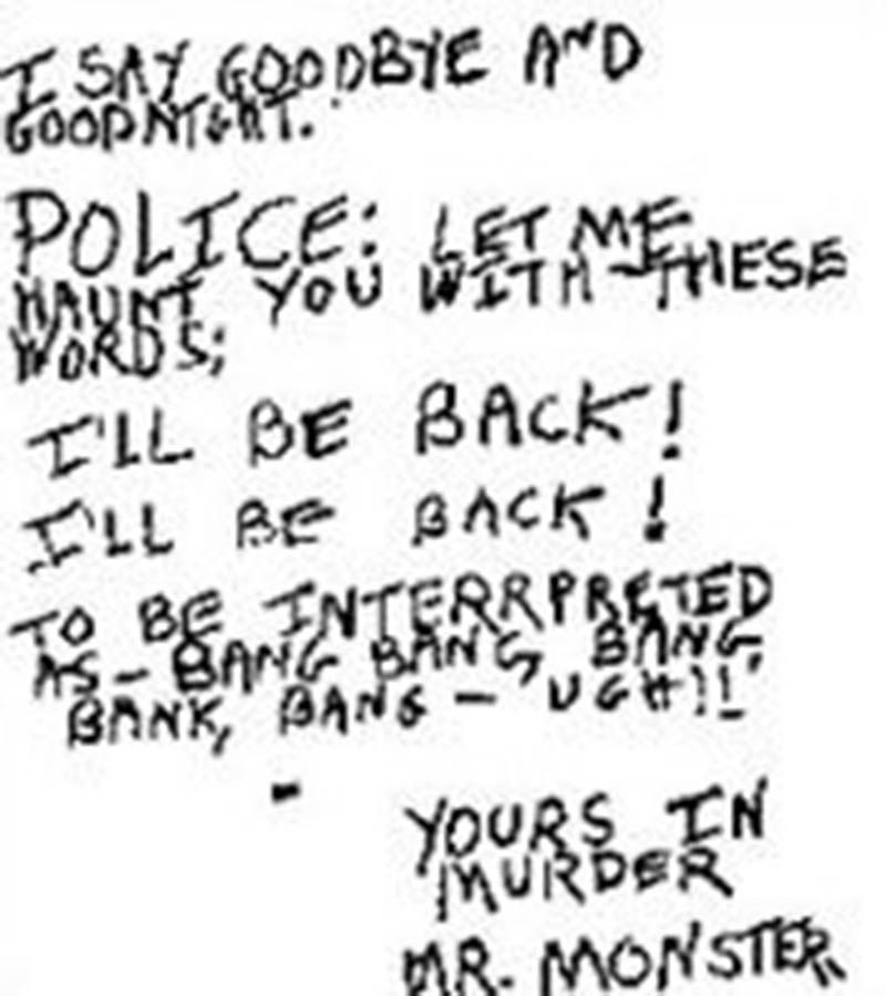 David Berkowitz first letter.