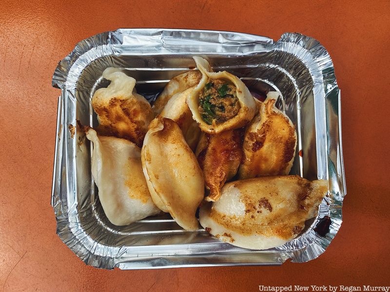 An order of eight pan-fried pork and chive dumplings from Vanessa's