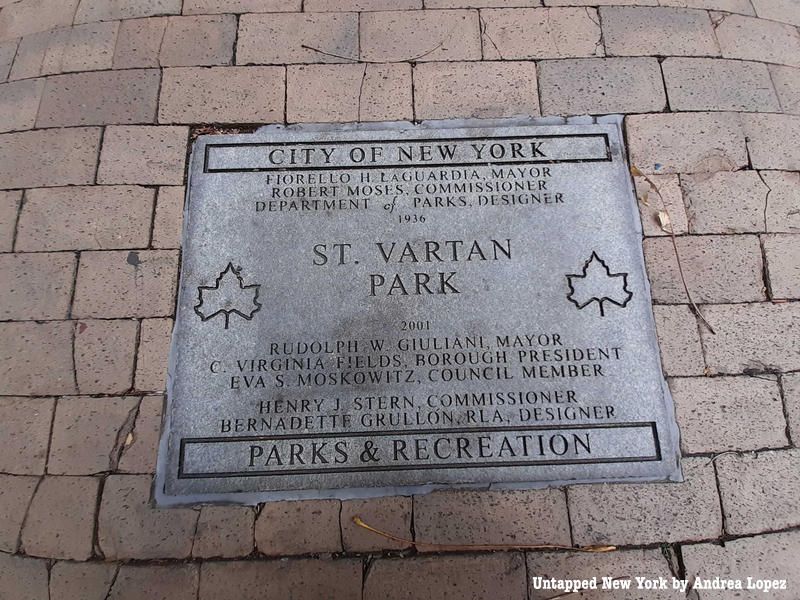 St. Vartan's Park plaque