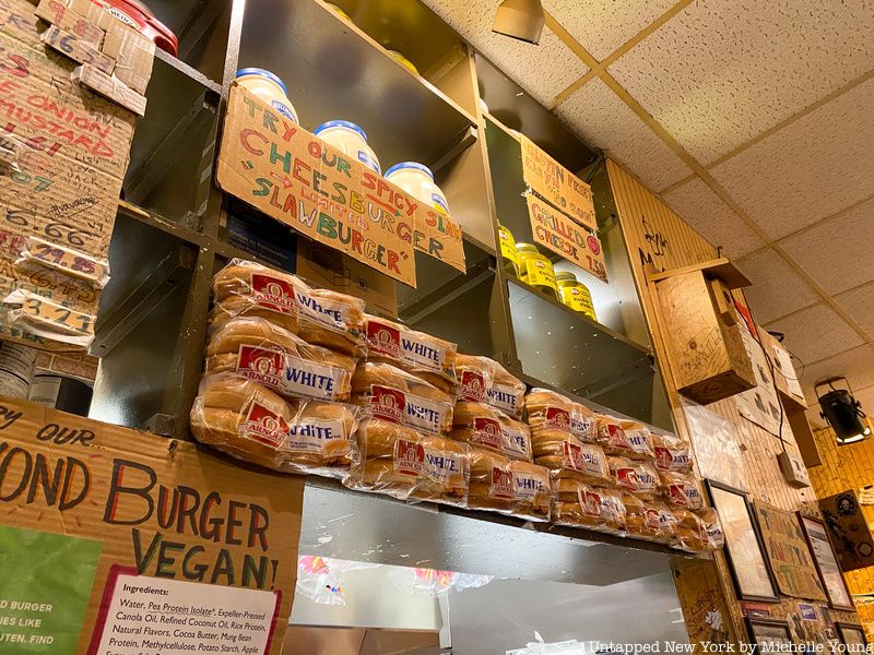 shelves at Burger Joint