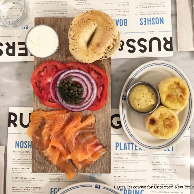 bagel spread at Russ & Daughters