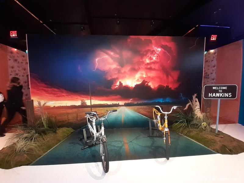 photo setting with bikes at the Stranger Things store