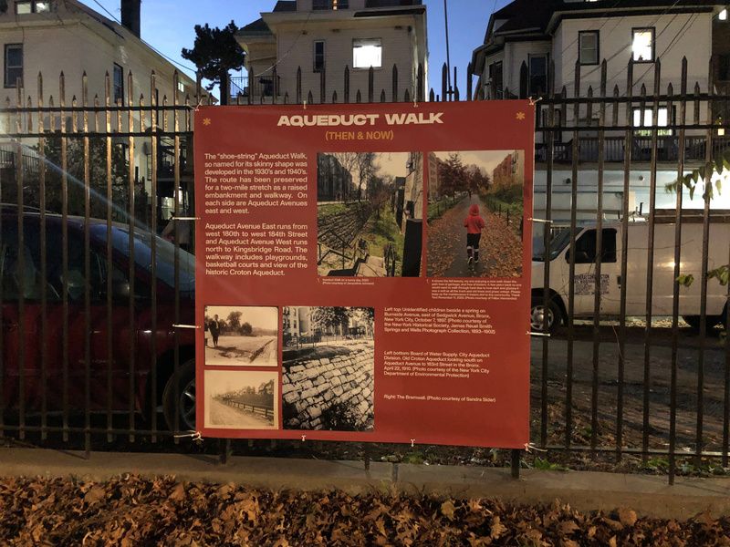 A placard for the Bronx Aqueduct Walk