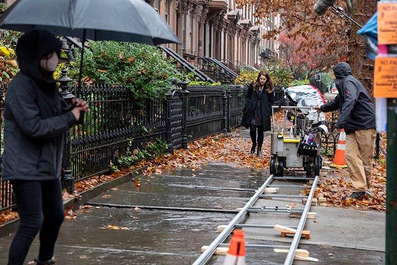 Anna Chlumsky filming in Park Slope for Inventing Anna