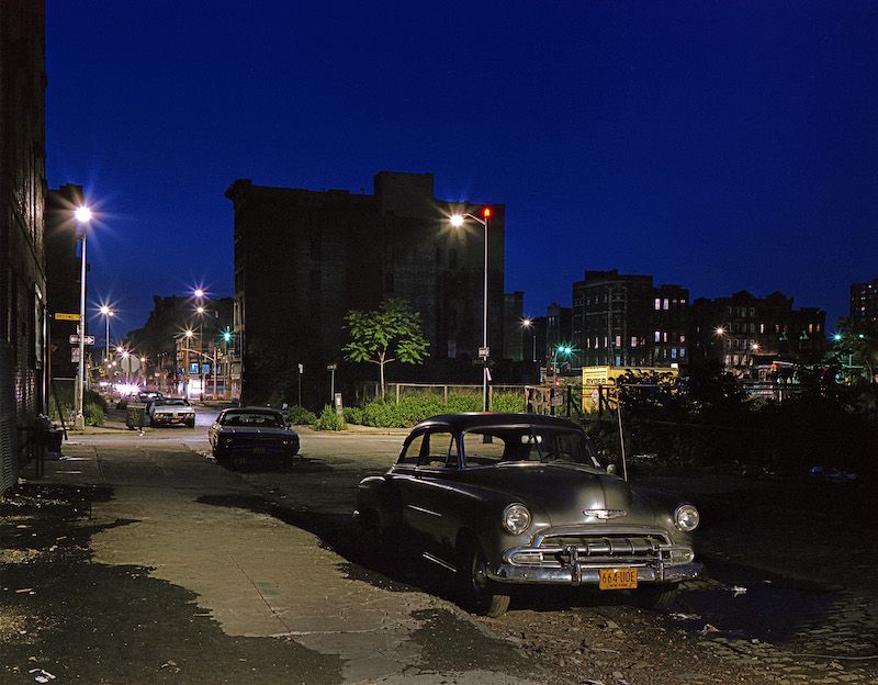 a car parked at night in the Lower East Side