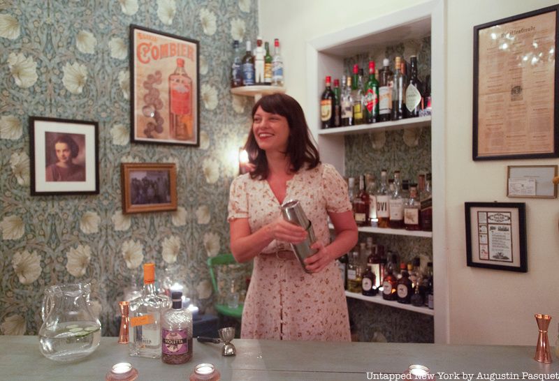 Georgette shaking a cocktail at Regarding Oysters