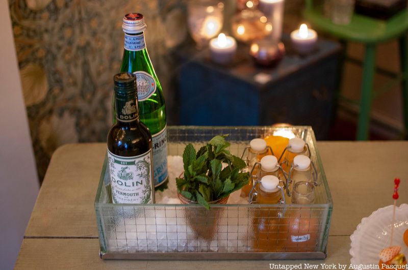 Ingredients on the bar for cocktails