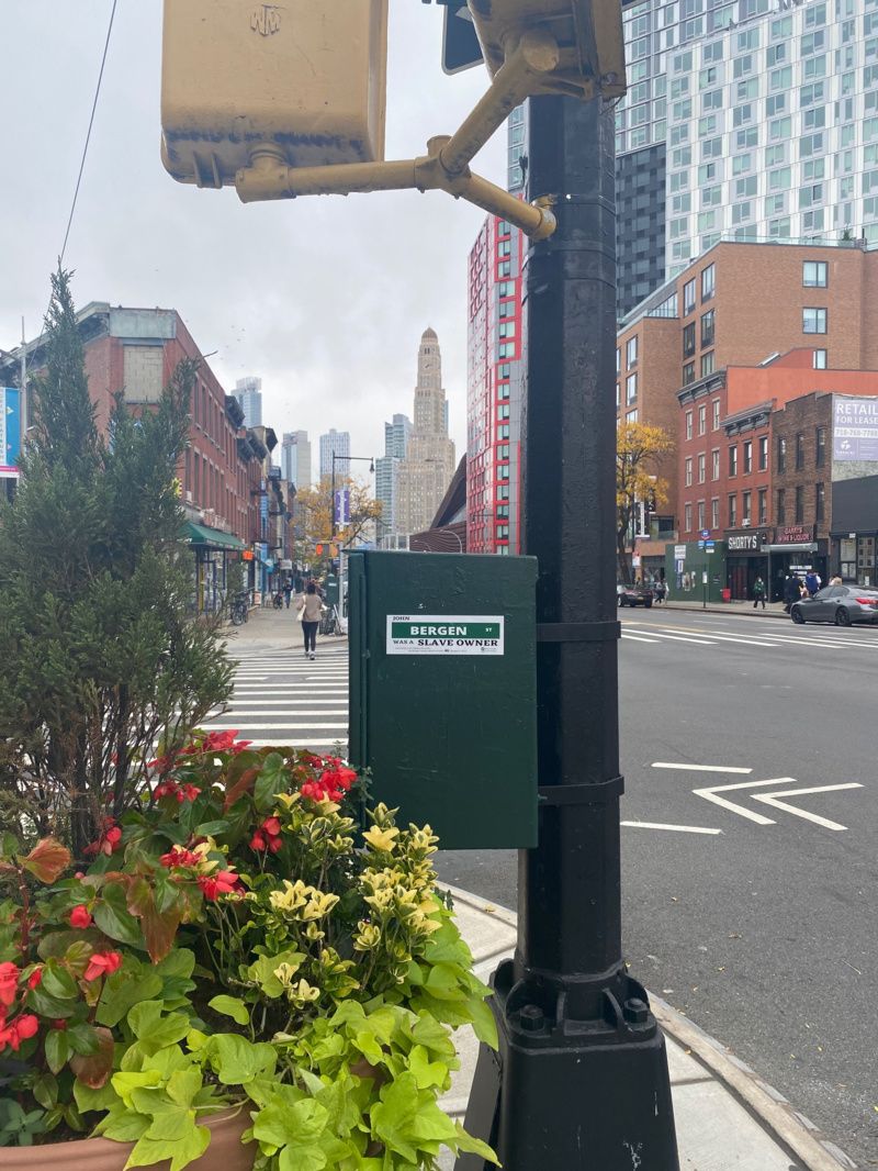 Slavers of New York sticker outside on Bergen Street