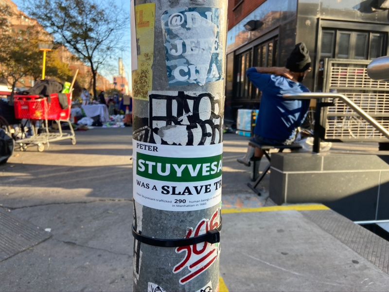 Slavers of New York sticker for Peter Stuyvesant