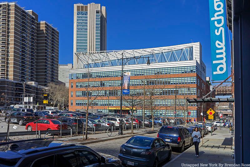 The Peck Slip School seen from Water Street, April 2022.