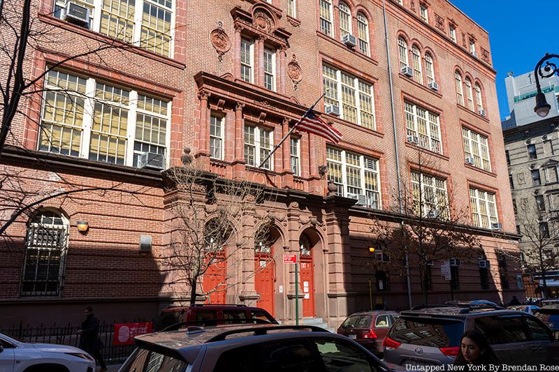 The facade of PS.42 seen from Hester Street, April 2022.