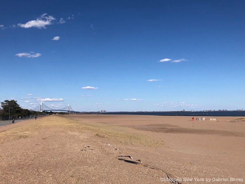 view of verrazano bridge from midland beach