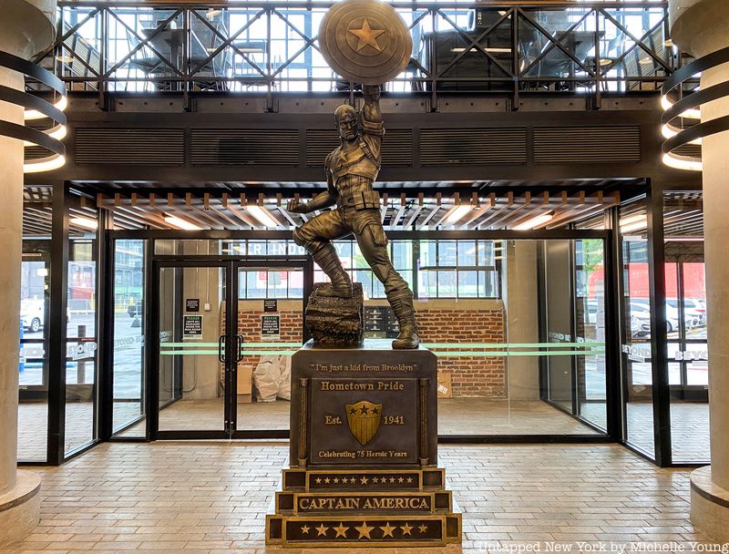 Captain America statue at Bed Bath & Beyond Liberty View Industrial Plaza Brooklyn