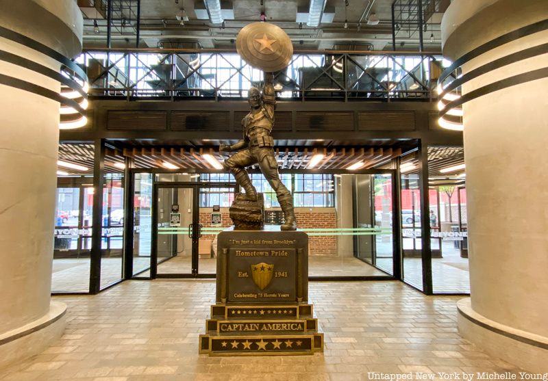 Captain America statue at Bed Bath & Beyond Liberty View Industrial Plaza Brooklyn