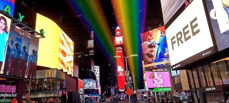 polar rainbow in Times Square