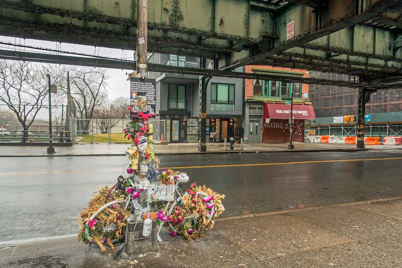 ghost bike in Williamsburg