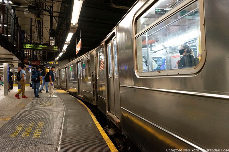 Subway car at a platform