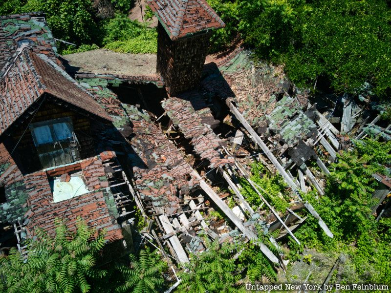 Aerial view of Ward Acres Barn in New Rochelle, New York.