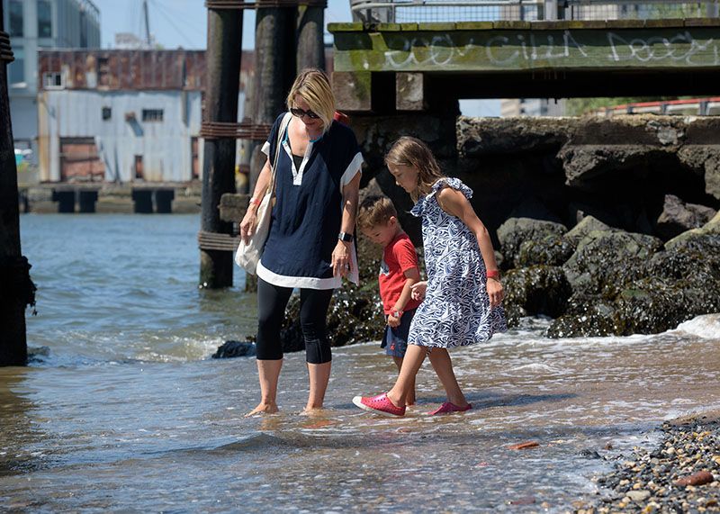 Mom and Children in Water