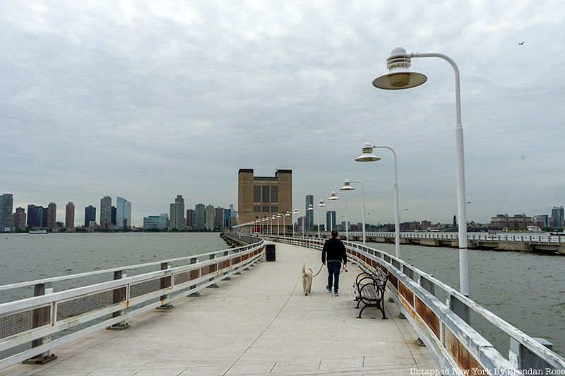 The Holland Tunnel ventilation tower seen from the Hudson River waterfront, June 2022