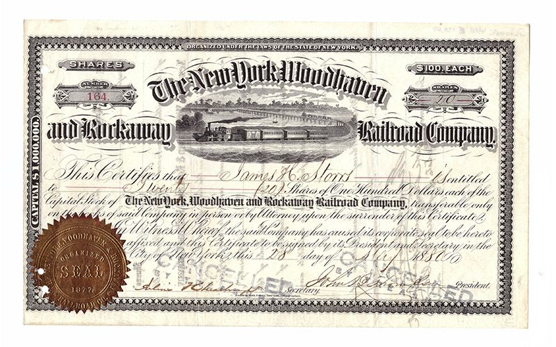 Woodhaven-and-Rockaway-Railroad-Stock-Certificate