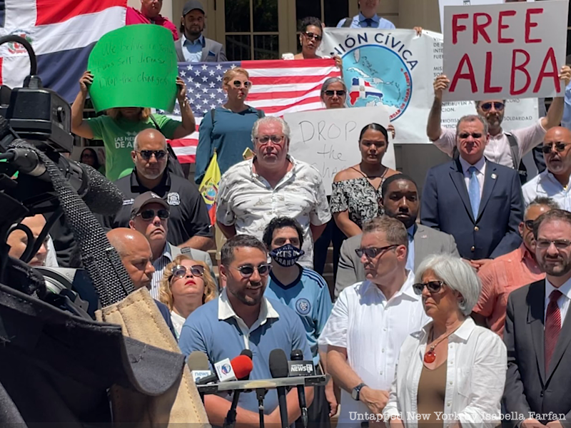 Youssef Mubaraz of YAMA speaking on City Hall Steps