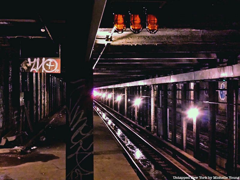 The abandoned lower level platform at Bergen Street station.