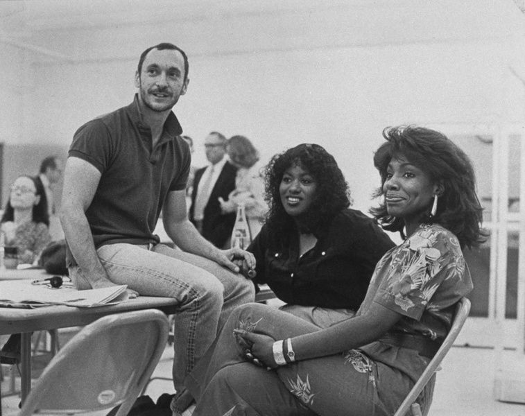 Director / choreographer Michael Bennett with actors Jennifer Holliday and Sheryl Lee Ralph  at rehearsal for the Broadway musical Dreamgirls.