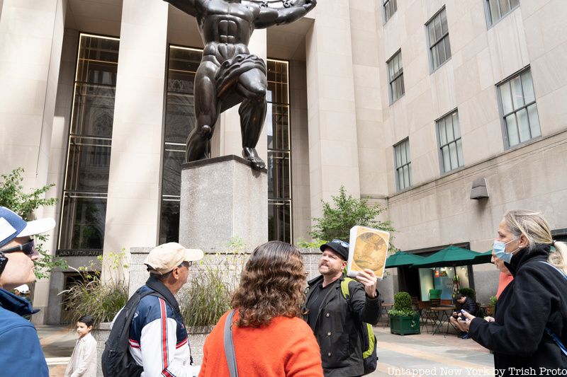 A group on Untapped New York's Secrets of Rockefeller Center tour