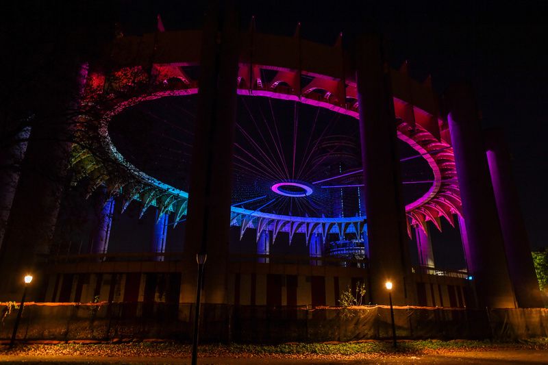 New York State Pavilion lights up in a test