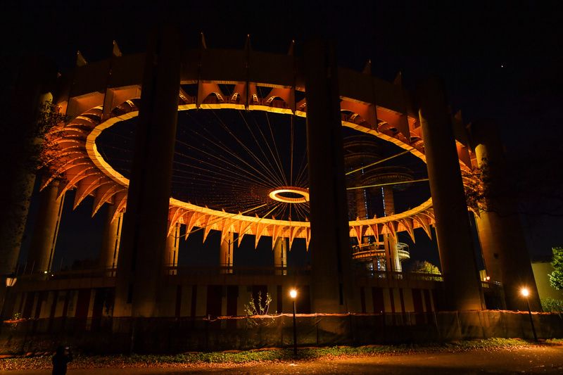 New York State Pavilion lights up in a test