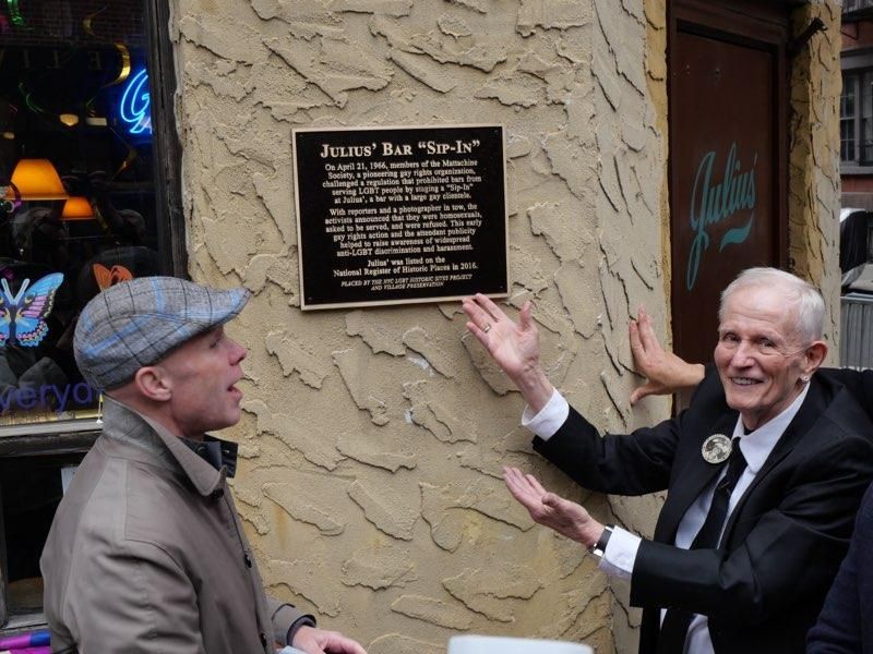 Historic plaque at Julius' Bar