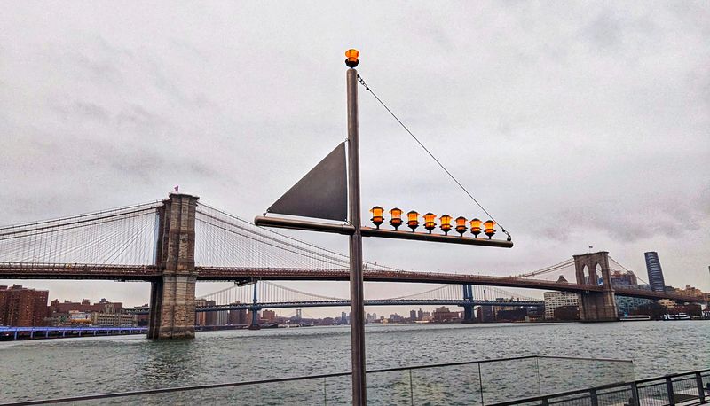 Seaport menorah shaped like a sail