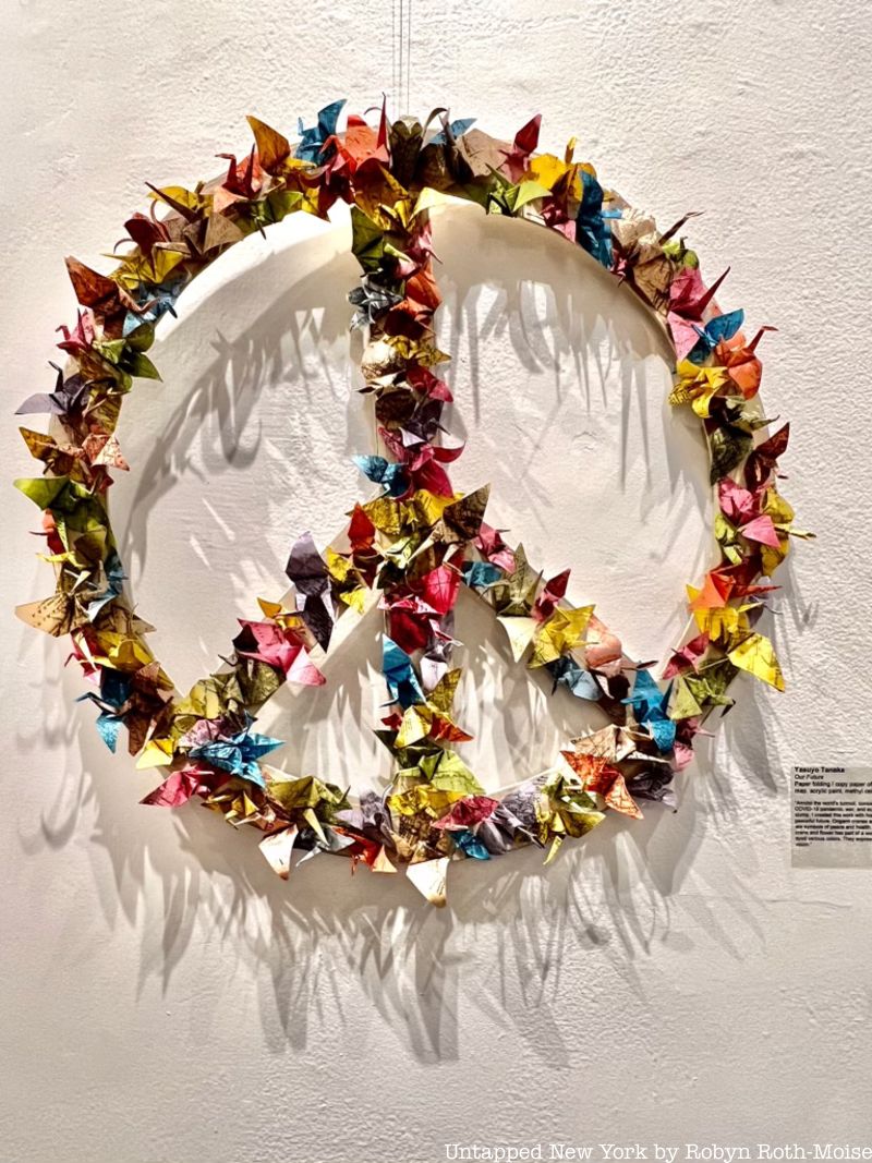 A wreath made of origami birds