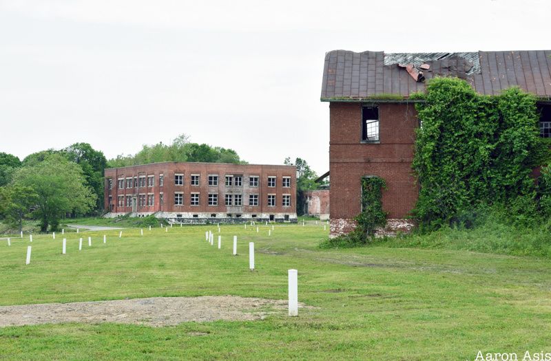 Abandoned buildings on Hart Island