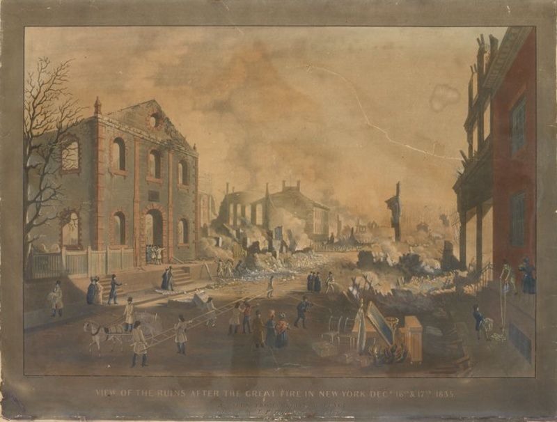 Painting of ruins of Great Fire of 1835