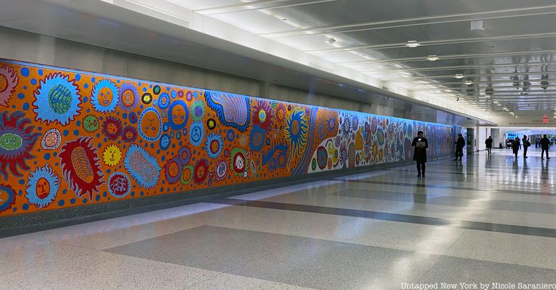 Yayoi Kusama mural at Grand Central Madison