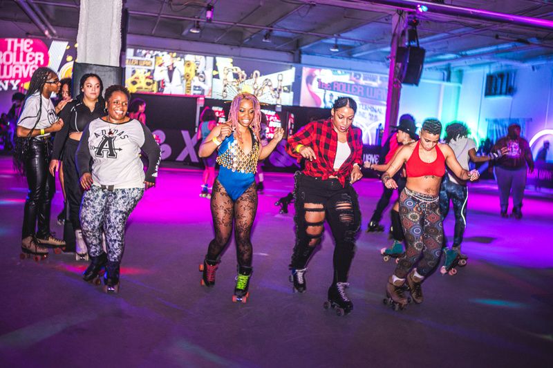 A group of people skating at the new Roller Wave in Brooklyn