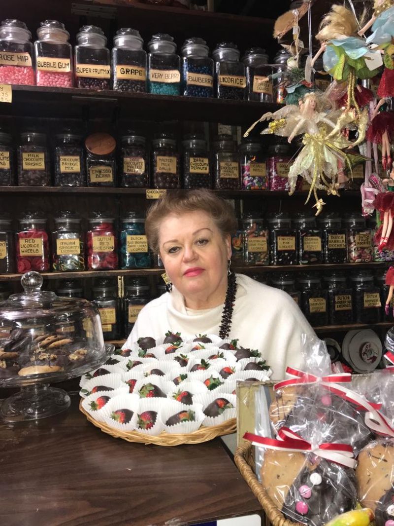 Kamila Myzel inside her chocolate shop