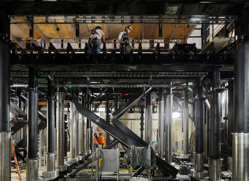 Construction photo of the Perelman Performing Arts Center