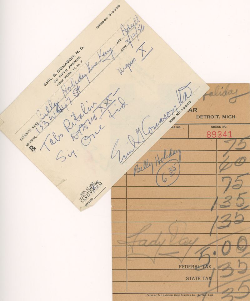 Billie Holiday Bar tab and prescription for sale at New York Book Fair