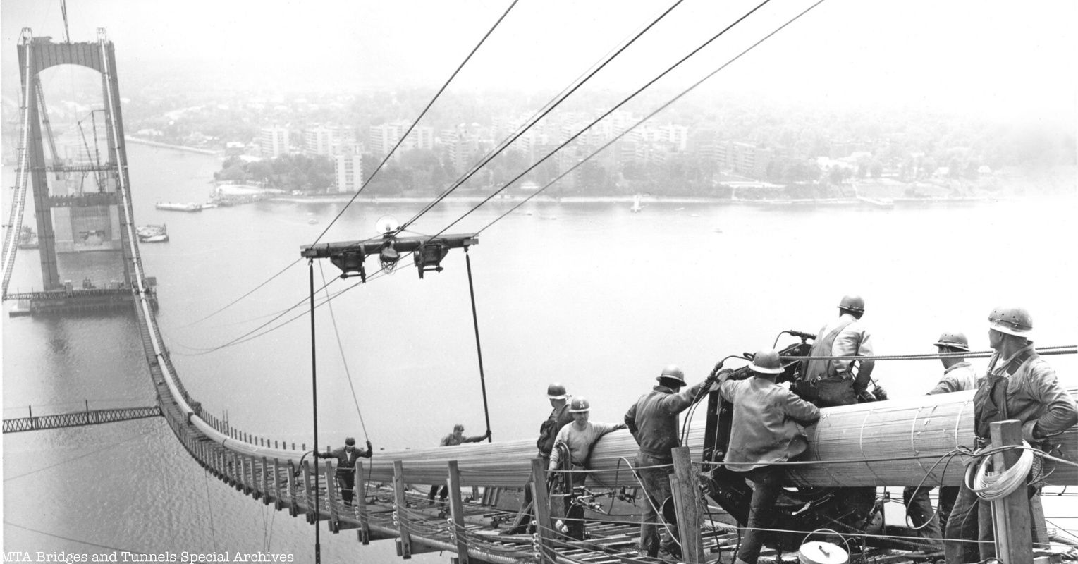 Throgs Neck Bridge under construction