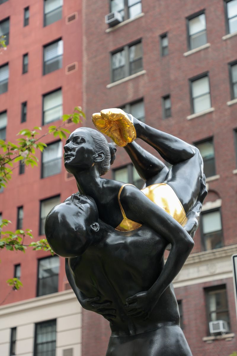 Close up swimmer sculpture