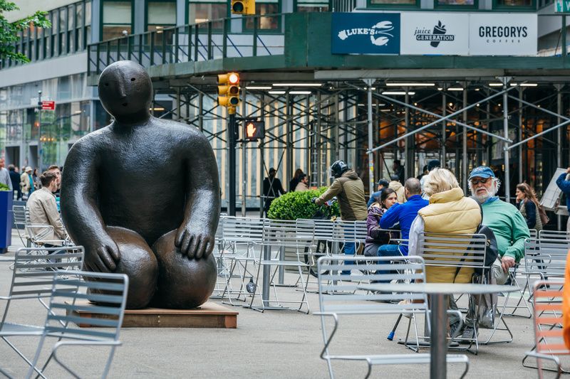 Kneeler by Joy Brown, a public art installation in the Garment District