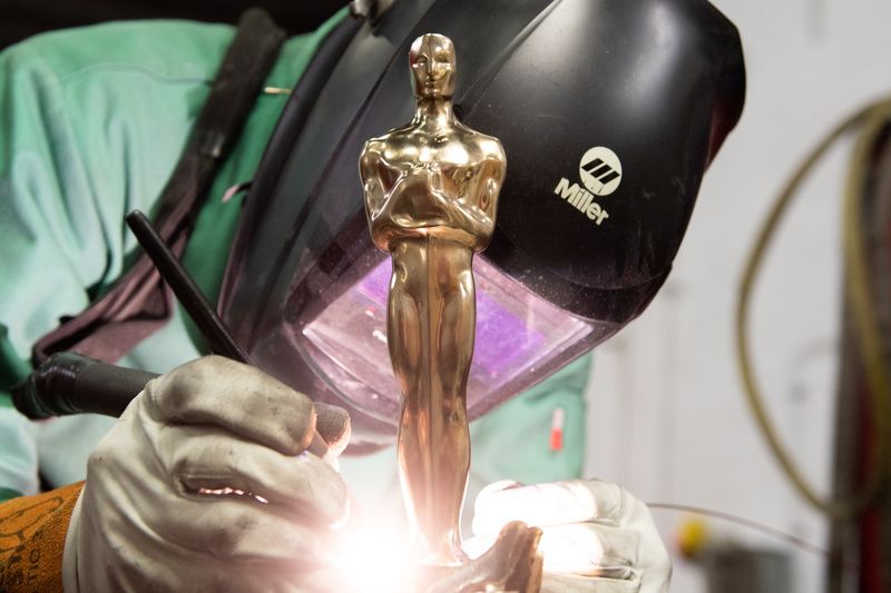 An Oscar award being welded at UAP Foundry and Studio