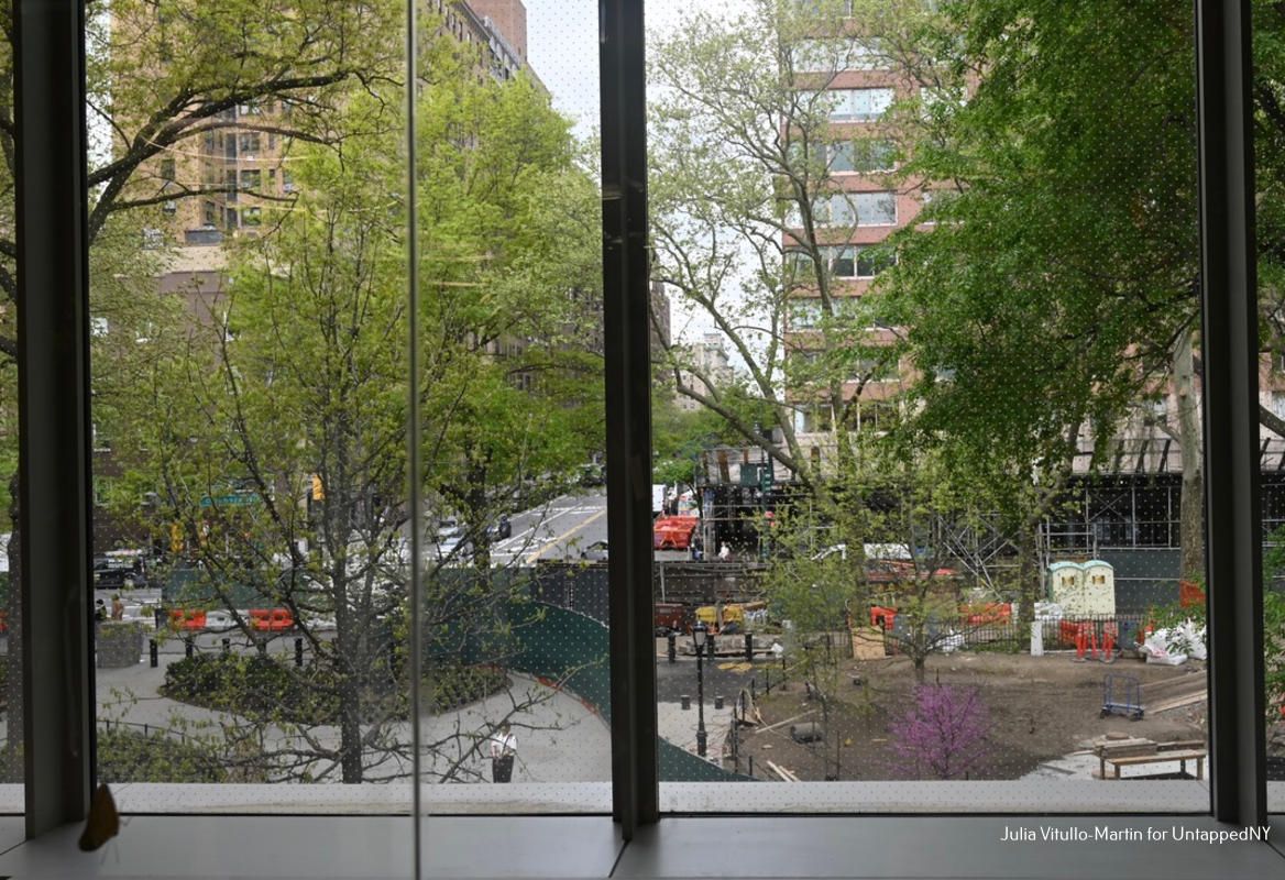 Looking out of the windows of the Gilder Center