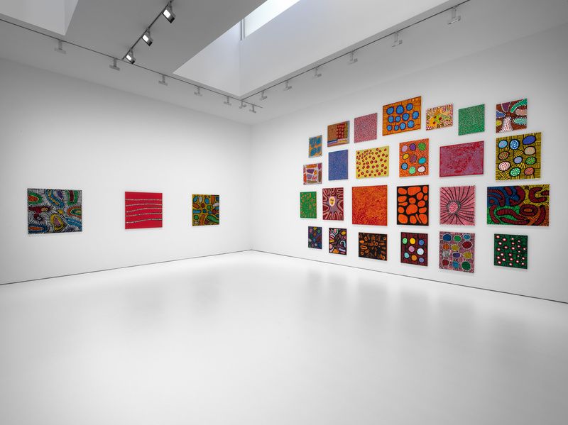 Kusama Paintings on a white wall